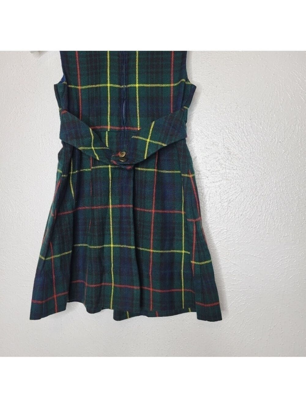 Vintage Florence Eiseman Green Plaid Sleeveless Dress Little Girl's Size 6 - Picture 8 of 11